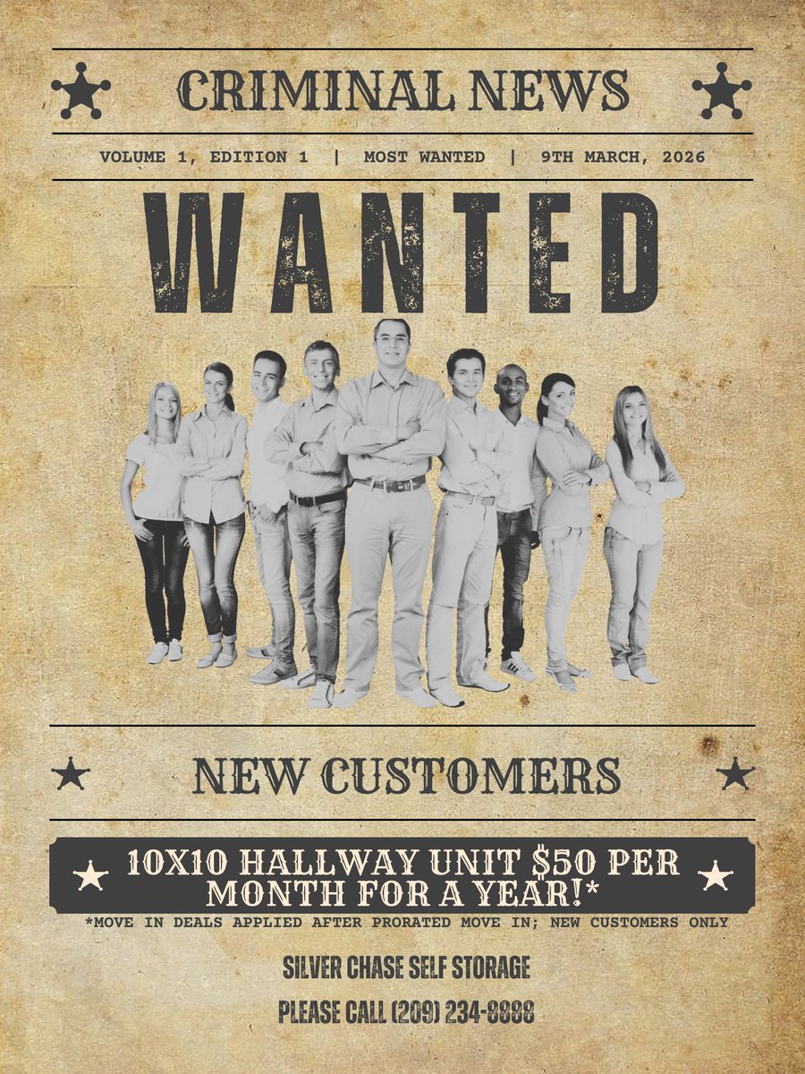 SilverCStorage's tweet photo. WANTED! New Customers!
REWARD - 10x10 HALLWAY unit for $50 a month for a whole year!*
Call us today! (209) 234-8888 📞
#selfstorage #tracy #manteca #stockton #uhual
*after prorate move in; new customers only https://t.co/Bhyx4l1wwy