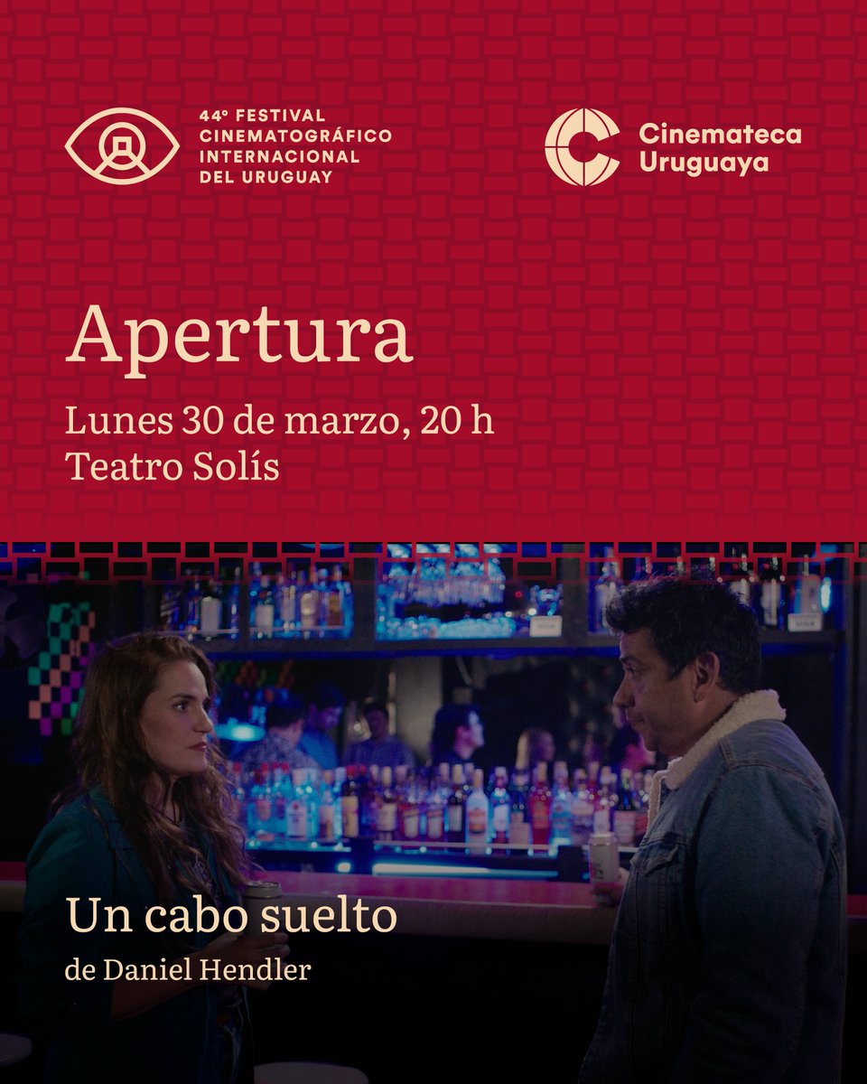 CinematecaURU's tweet photo. ¡No falta nada! El lunes 30 de marzo a las 20:00 h. comienza el #44Festival. La apertura será en el Teatro Solís con el film "Un cabo suelto" de Daniel Hendler.

🎬 Un hombre cruza una frontera imprecisa entre Argentina y Uruguay y se interna en territorio uruguayo sin que sepamos nada de él. Desde ese punto de partida deliberadamente enigmático, “Un cabo suelto”, dirigida y escrita por Daniel Hendler, propone una película que es transfronteriza en más de un sentido: no solo por su geografía sino también por su tono, por su manera de desplazarse entre géneros y estados de ánimo.

🎟️ Las invitaciones para la APERTURA DEL FESTIVAL se retiran, sin costo, a partir del 20 de marzo por @tickantel o en el @teatrosolis . Los socios de Cinemateca pueden retirar su invitación en la boletería de Cinemateca a partir de la misma fecha.