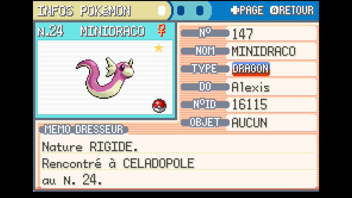 Noopy45's tweet photo. Minidraco Shiny trouvé sur Pokémon Vert feuille Switch après 14162 vus ✨⭐️💫 
À moi la solo run Dracolosse 😎😊 https://t.co/SKl68Su9MW