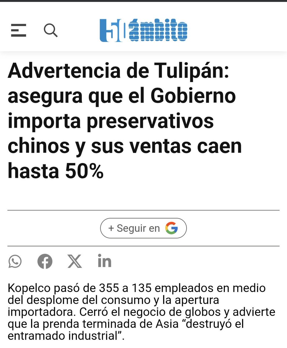 ArnaldoIrigoyen's tweet photo. La empresa que fabrica los preservativos Tulipán pasó de tener 355 en peleados a 135. Despidió más de la mitad de la plantilla de obreros!
Milei y su legión de libertarios más #Forros que nunca!! https://t.co/lbpVzfTpuM