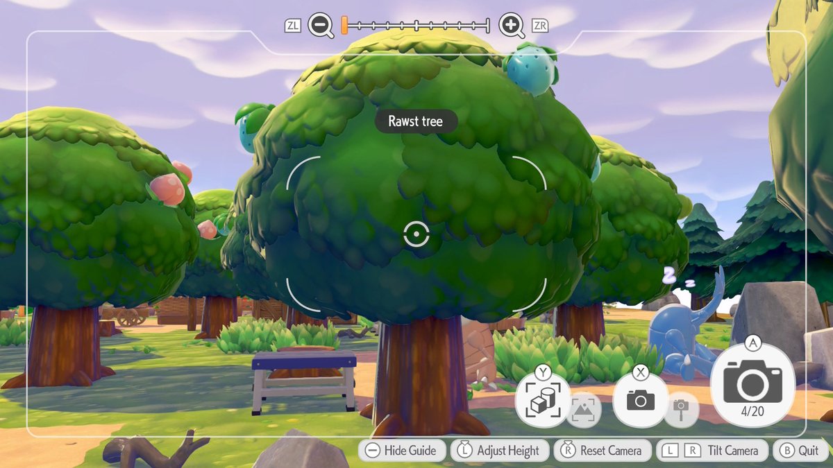 mushybrb's tweet photo. if you’re missing berries you can take pictures of trees on the developer island and come home to print em #pokopia https://t.co/b9L5EqbWNv