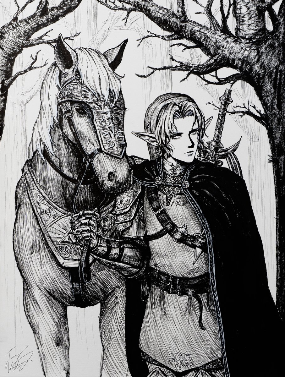 Dark Fantasy inspired Link ink drawing #Zelda