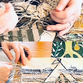 ssst2016's tweet photo. 3月8日はフレミッシュ織の授業でした。前回「🐑🐏羊たち」の作品を完成させた生徒さんは次の作品の縦糸を木枠に張りました。全ての糸を掛けてからテンションが均一になるように端から順番に糸を1本ずつ引っ張り、緩んでいるところが無い様に張りました。 https://t.co/vVBXOAA1Ky