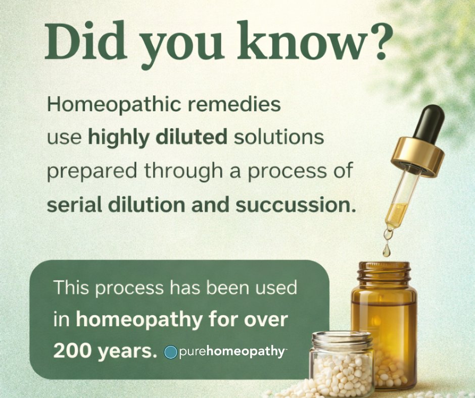 🌿 Did you know?

Homeopathic remedies are prepared using serial dilution and succussion, a traditional method used in homeopathy for more than 200 years.

💬 Did you already know this about homeopathy?

#purehomeopathy #drlisaamerine #drmikeknapp #telemedicine