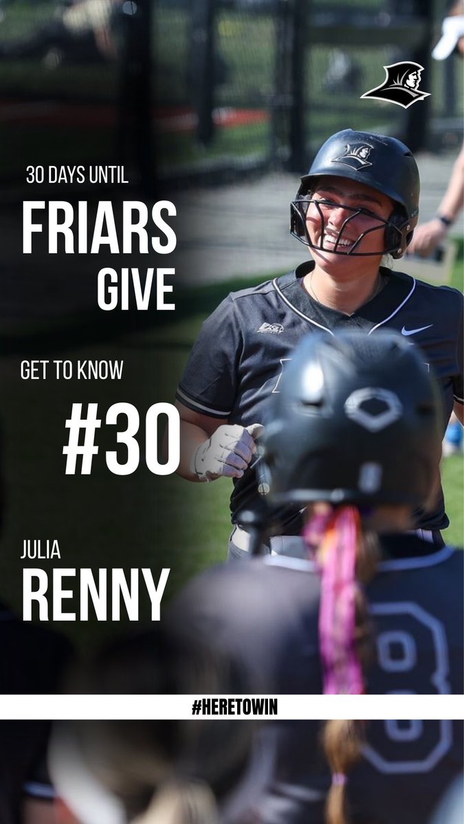 PCfriarsoftball's tweet photo. Friars Give Countdown β Get to Know a Player: First up, #30 Julia Renny
Weβre 30 days out from Friars Give! Your support directly impacts PC student-athletes like Julia and helps our program continue to grow.
#FriarsGive #HereToWin https://t.co/ec5TbphvH4