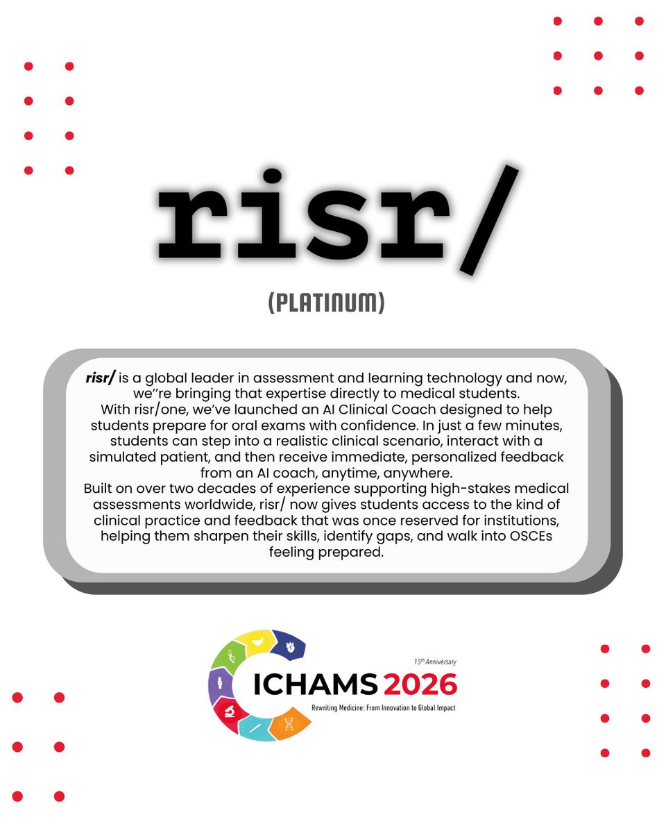 ichams_rcsi's tweet photo. ICHAMS 2026 wouldn’t be possible without the incredible support of our sponsors and partners 🤝✨

A huge thank you to MPS, RISR, Ohaus, Avantor, Happy Threads, AMBOSS, and GSK for helping us bring this year’s conference to life. #ICHAMS https://t.co/ygN3wztggE