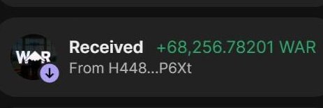 rollbama3's tweet photo. @waronusd1 Huge thanks to $WAR, I can’t believe this. https://t.co/XUmi1PBSMc