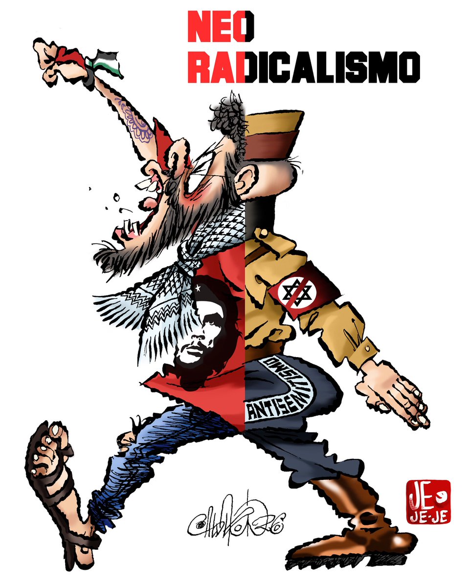 jejejepolitico's tweet photo. Al final del día, el radicalismo siempre encuentra la forma de mirarse al espejo… y reconocerse.

Cambian los símbolos, cambia la bandera, pero la intolerancia suele venir del mismo molde.

Por @CartonCalderon 

#jejejepolitico https://t.co/crHu6bIeil