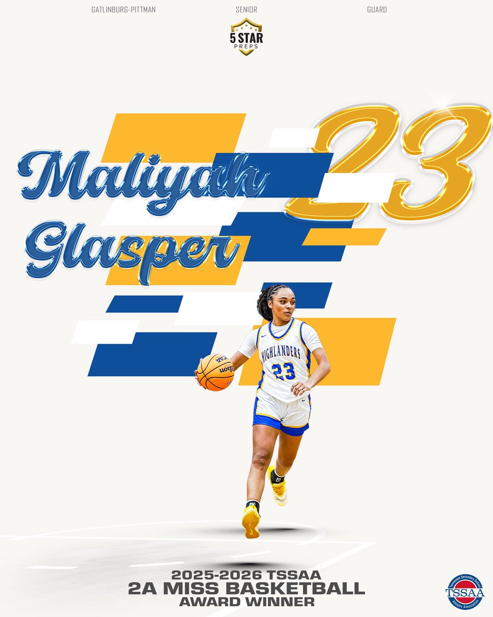 5StarPreps's tweet photo. Congrats to @gphs_wbb senior guard Maliyah Glasper on winning TSSAA Class 2A Miss Basketball. Glasper is a @TTUWBB signee. https://t.co/U6rnuVf3ok