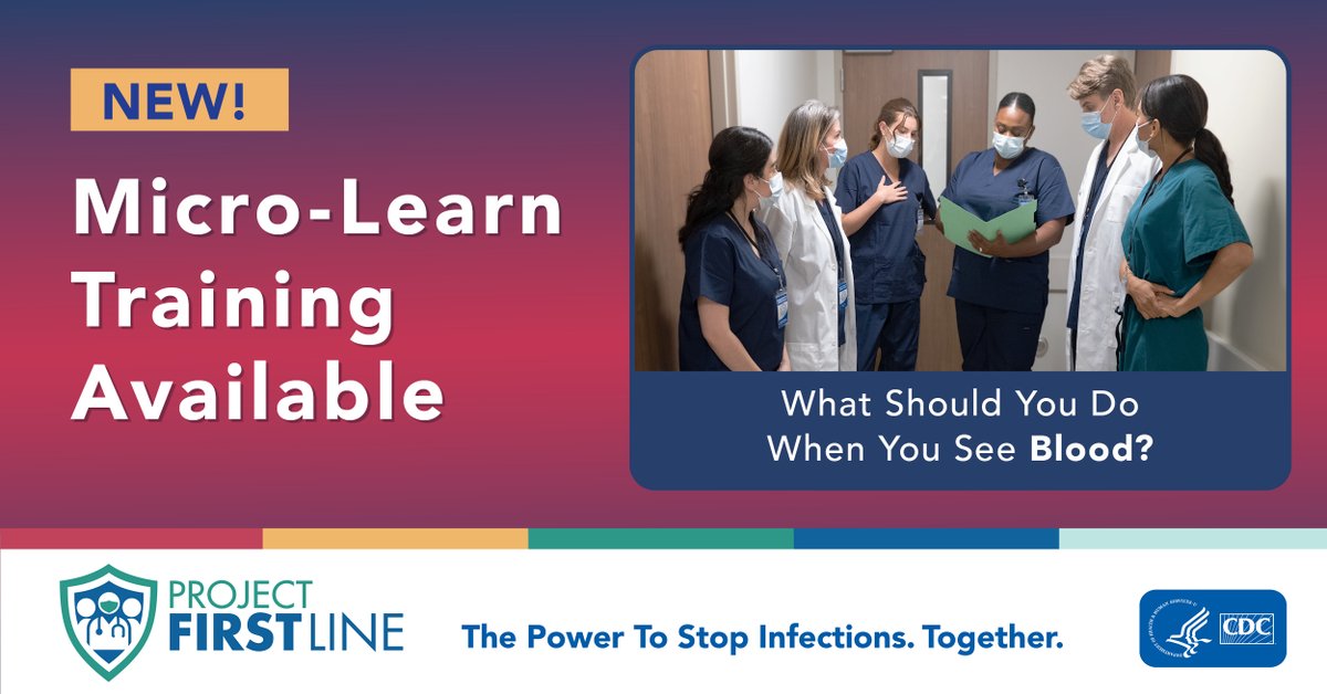 Got 5 minutes? Micro-learns on a variety of infection control topics, including blood, can be downloaded from our MD Firstline website for a quick refresher training during a morning huddle: bit.ly/3vVLH8N