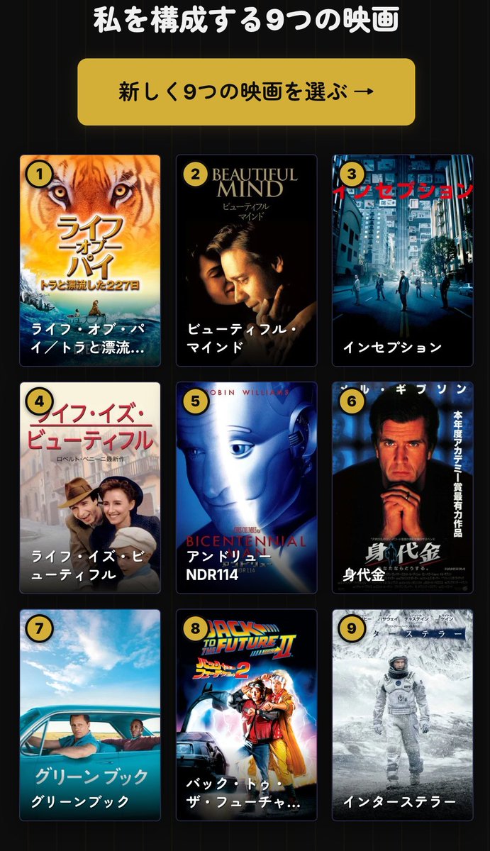 9つ選ぶやつやってみた！