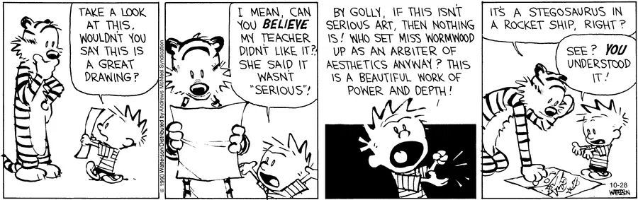 Calvinn_Hobbes's tweet image. True artists are rarely appreciated in their own time.
#CalvinandHobbes #ArtLife