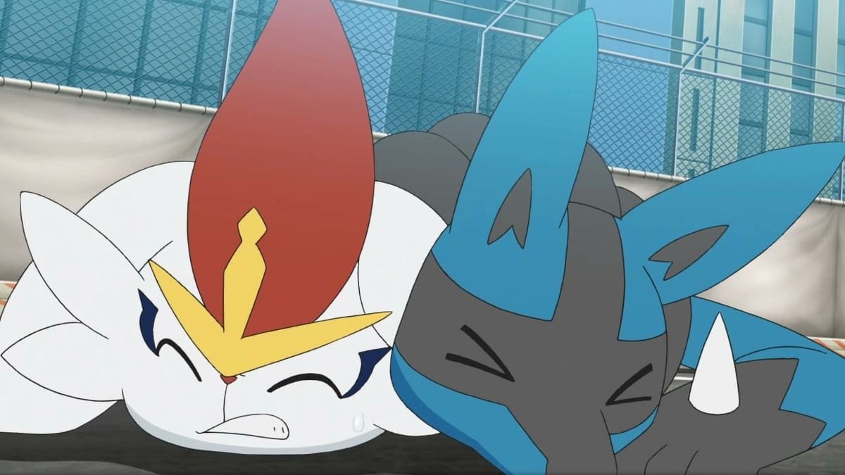 Cinderace &amp; Lucario are landing the ground after they stucking by sticky goop