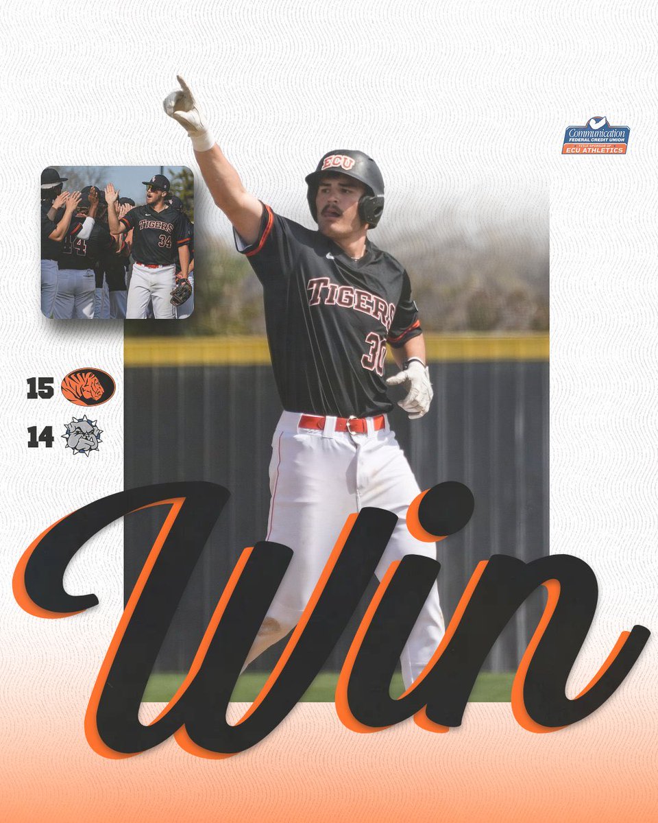 ECUTigersBSB's tweet photo. TIGERS WALK-OFF WIN! 🐅⚾️🔥🚶‍♂️

Tigers win in walk-off fashion by a double delivered by Lake Strickland to take the midweek over the Bulldogs‼️

#GoTigers #TigersBSB https://t.co/C5VvfgsGKA