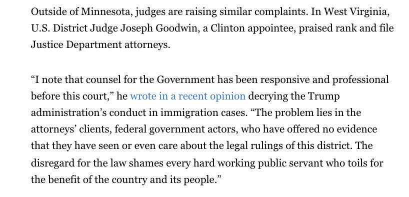 kyledcheney's tweet photo. NEW: Judges livid over Trump administration defiance are increasingly taking pains to say they still trust and respect rank and file lawyers who appear in their court rooms.

It's the DOJ and ICE leaders who they say are driving the rupture. https://t.co/228uZQD5vb https://t.co/loF9M7Qgki