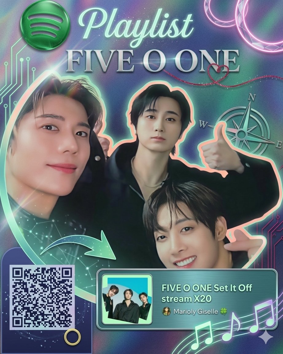 Atención, TripleS! 💚 Impulsemos SET IT OFF con esta playlist de +4 horas (diseñada para evitar que nos tomen como bots).
​⚠️ importante: ​Desactiva la reproducción automática.
​Sigue las normas de streaming.
Link: goo.su/iF18H
#FIVEOONE #SetItOff  #SS501 #FIVE_O_ONE