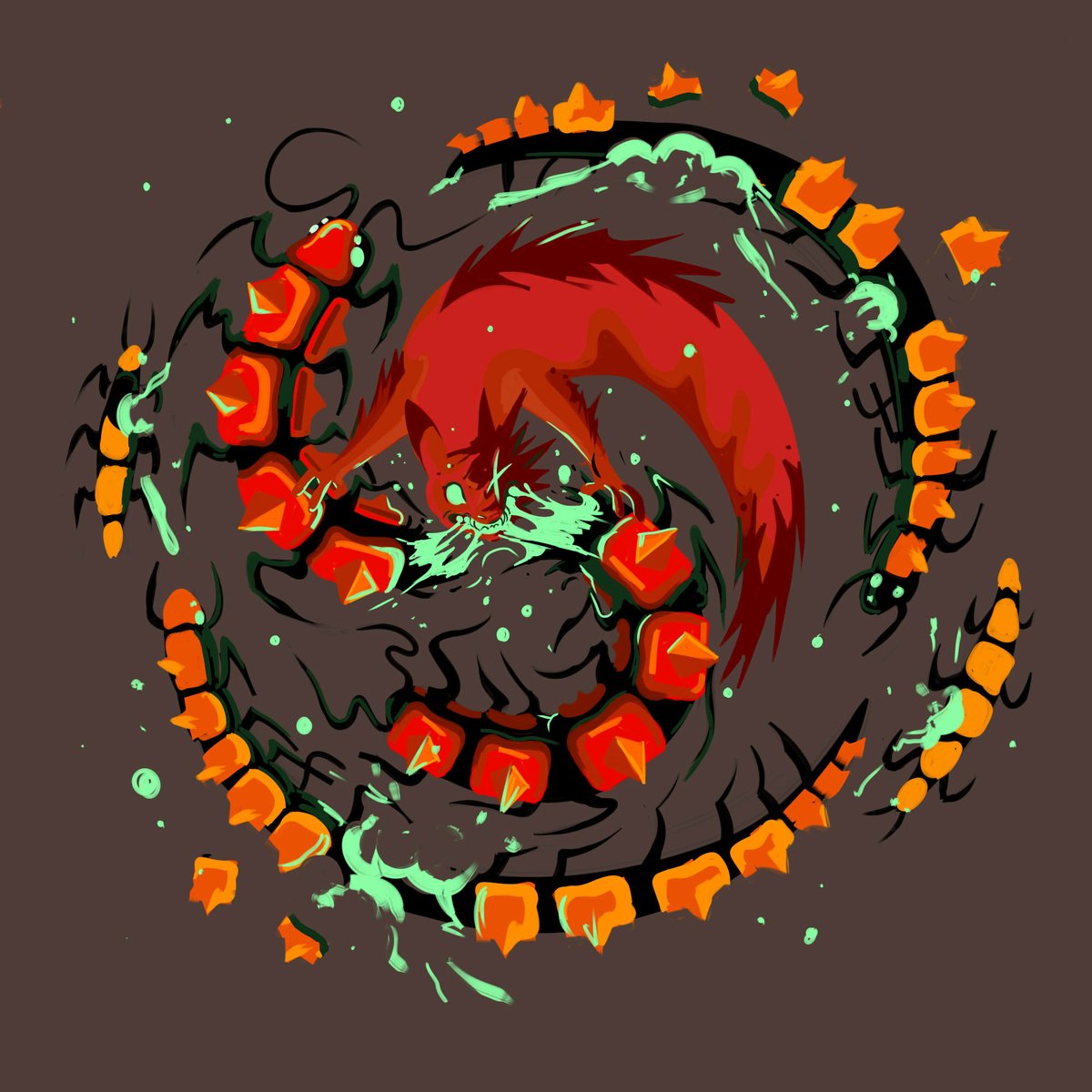 #RWArtMonth #Rainworld #Slugcat #rainworldart 
Day 9 - centipedes