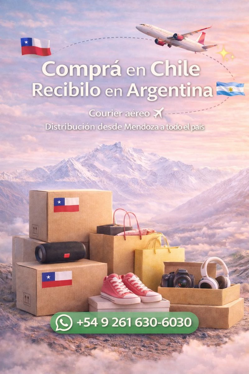 coopercargoarg's tweet photo. Comprá en Chile y recibí tu pedido en Argentina
Compras online
Productos personales
Mercadería para tu negocio
Servicio puerta a puerta
Asesoramiento en aduana
Nos ocupamos de la logística para que vos solo disfrutes tu compra.

📲 Consultanos por WhatsApp
📞 +54 9 261 630-6030. https://t.co/rwQdd0Wvbx