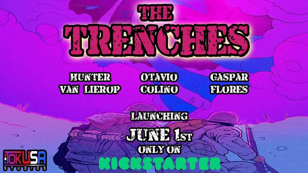 In the trenches of WWI, a platoon of Soldiers are attacked by an unknown entity from the stars, and now it’s hiding among them. Enter the world of horror with "The Trenches" coming to @kickstarter 

kickstarter.com/projects/tokus…

#comicbooks #horror #IndieComics #comics #Kickstarter