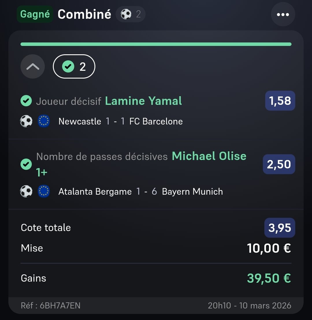 💥 COMBINÉ LDC 💥

📊 <a href="/3/">Blair</a>,95 ✅

#TeamParieur #TeamParieurs #Pronos