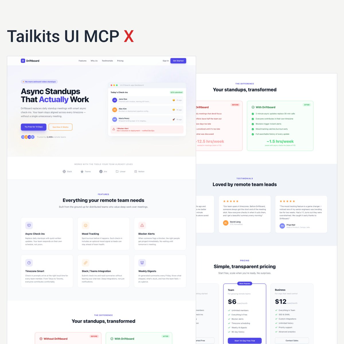 We ran the same prompt twice.

1️⃣ With Tailkits UI MCP
2️⃣ Without it