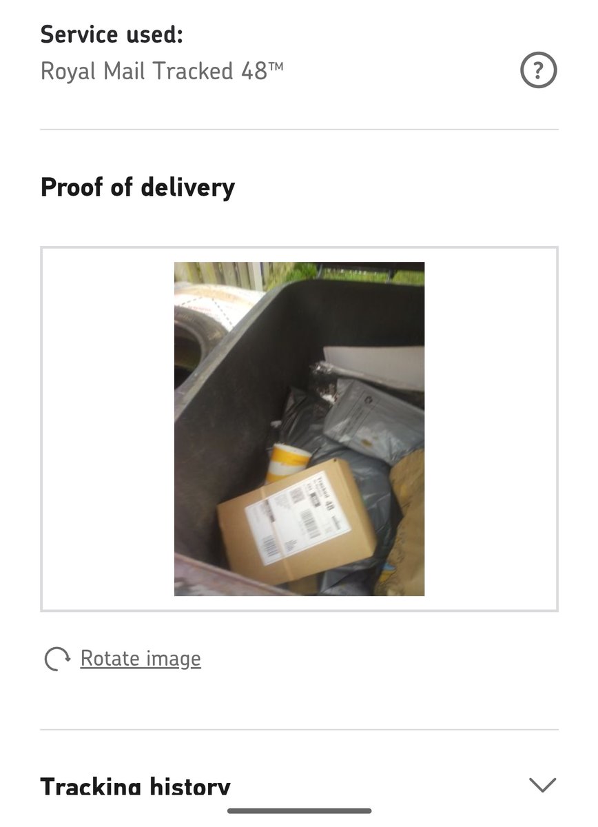 floodyblade's tweet photo. Is this some kind of sick joke? Putting a parcel in the Black Bin which coincidentally got collected that day so we never received the parcel 🤦 @RoyalMail you actually ok? https://t.co/oVROG9Pw5z