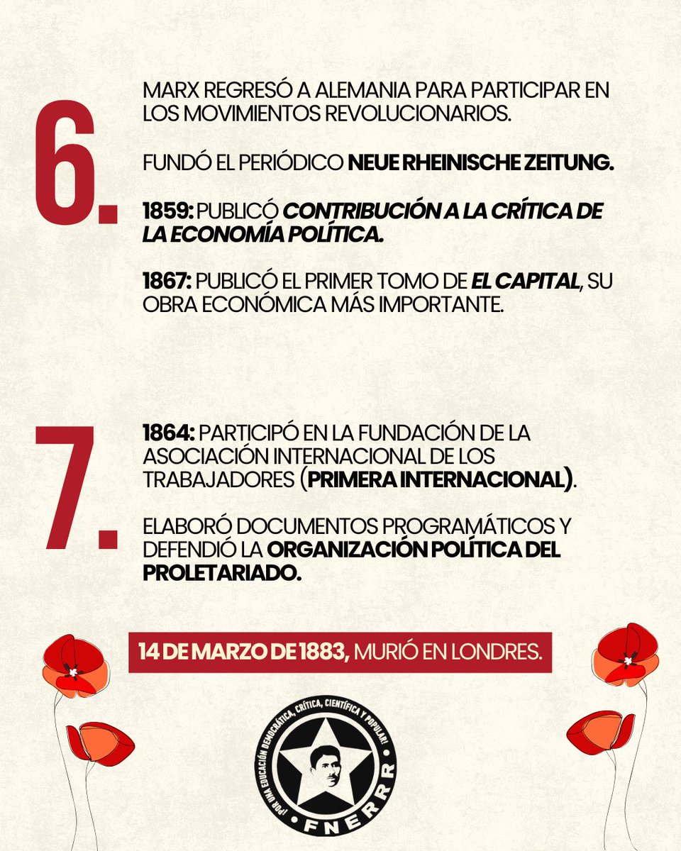 ¿Quién fue Karl Marx? 🤔

#KarlMarx, padre del socialismo científico, y uno de los intelectuales más importante de la historia. ☭❤️‍🔥📚

Aquí les dejamos algunos datos sobre Marx,  pensador y luchador social 🔥👇🏽