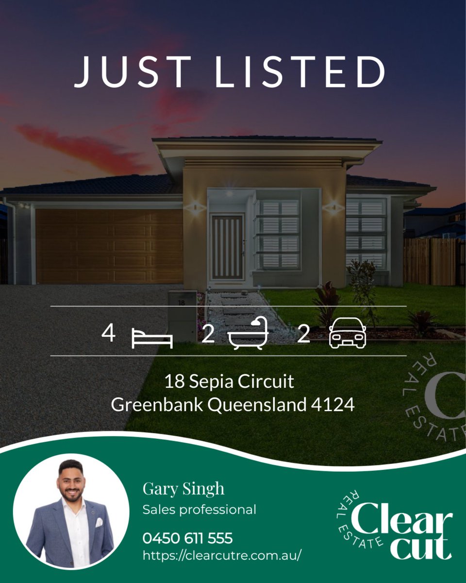 gary_gspgroup's tweet photo. 4 bed | 2 bath | 2 car
📍 18 Sepia Circuit, Greenbank Queensland 4124

Here is our newest listing.

...
#realestate #ForSale #ClearCutRealEstate #GreaterSpringfieldProperty GsProperty #GreenbankQldProperty #YourRealEstateDoctor #ClearCutRealEstate #GreaterSpringfieldProperty https://t.co/ykQrlJzxJz