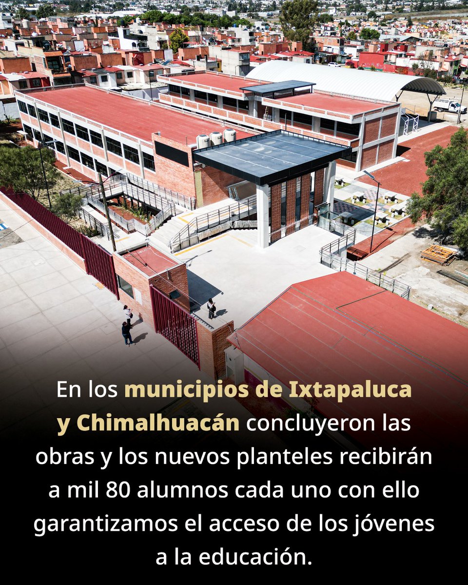 Concluimos dos nuevos Bachilleratos Tecnológicos en Ixtapaluca y Chimalhuacán, garantizando el acceso a la educación a más jóvenes mexiquenses. 👩🏼‍🎓🏫👨🏻‍🎓