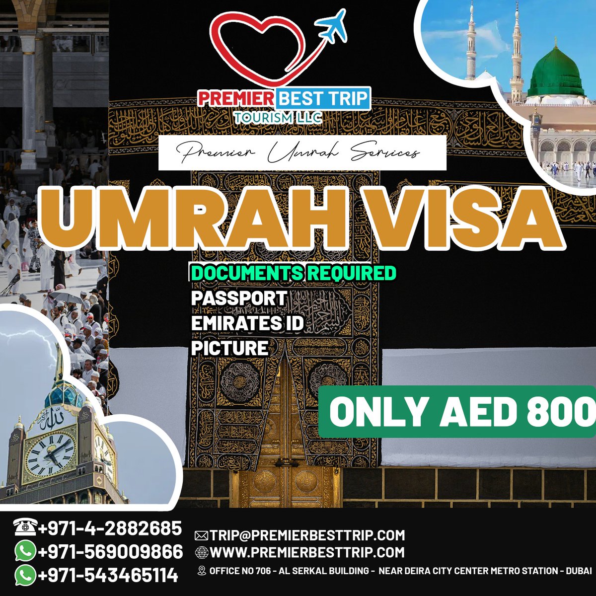 premierbesttrip's tweet photo. 𝐔𝐦𝐫𝐚𝐡 𝐕𝐢𝐬𝐚 – 𝐎𝐧𝐥𝐲 𝐀𝐄𝐃 𝟖𝟎𝟎! 🌙🕋

#UmrahVisa #Umrah2026 #UmrahFromUAE #DubaiTravelAgency #PremierBestTrip #UmrahPackages #TravelDubai #DubaiResidents #Makkah #Madinah #PremierUmrahServices https://t.co/if0agFfdW6