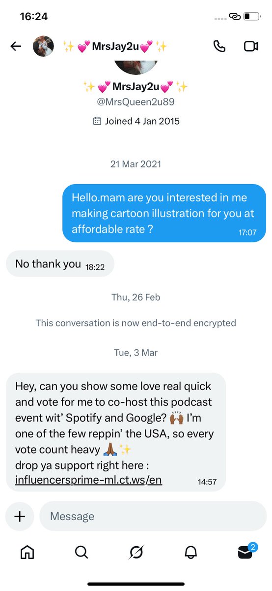 melinagraphics's tweet photo. I can’t be the only one getting such messages ? I’m so tired you people should not click any link 😔😔 https://t.co/4YZFXYnGet