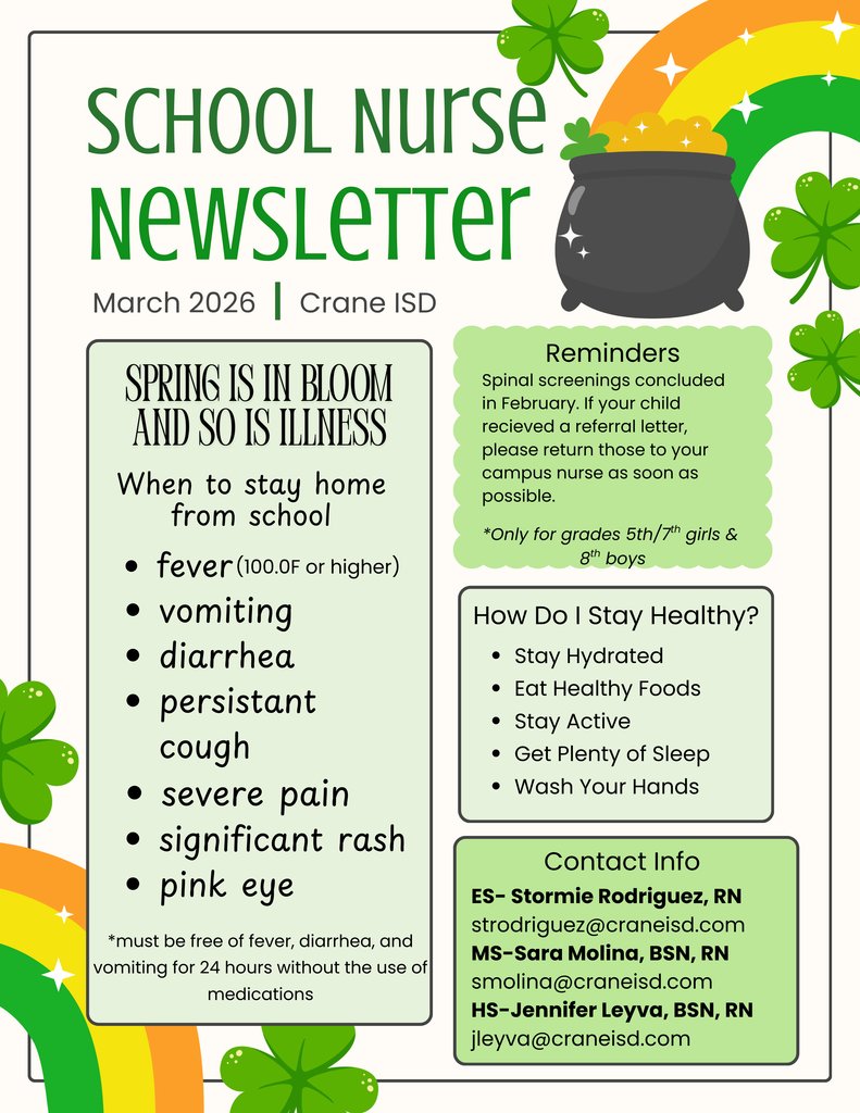 CraneElementary's tweet photo. March  Health Newsletter https://t.co/EQ8jOXZSGw