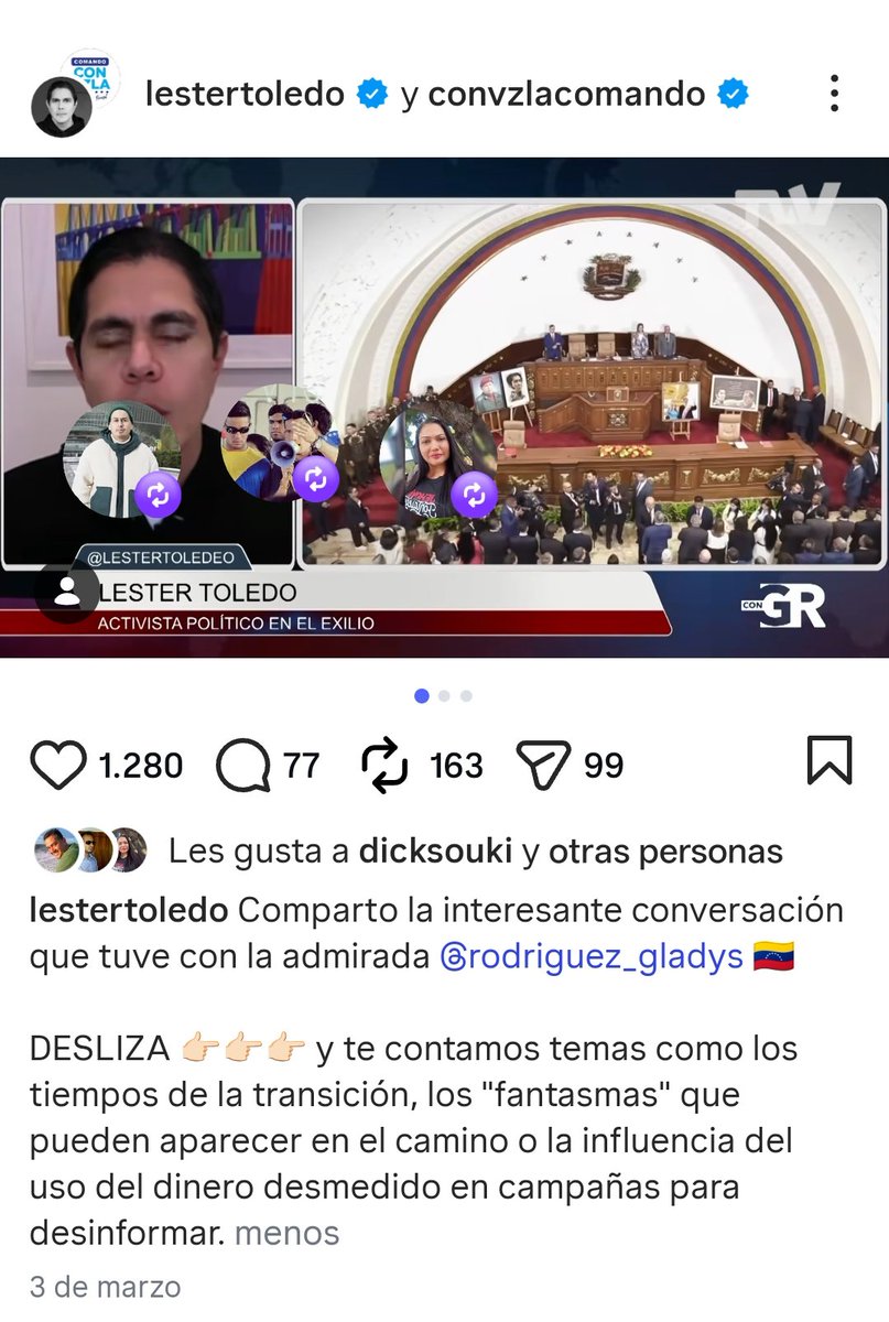 Positivo ver a <a href="/LesterToledo/">Lester Toledo</a> explicando con claridad la ruta política que se está trabajando.
Tres puntos clave:

1️⃣ Se evitó una fase de confrontación violenta en las primeras semanas.

2️⃣ Ahora viene la fase institucional: TSJ, Fiscalía, Defensoría y CNE.

3️⃣ Liderazgo político