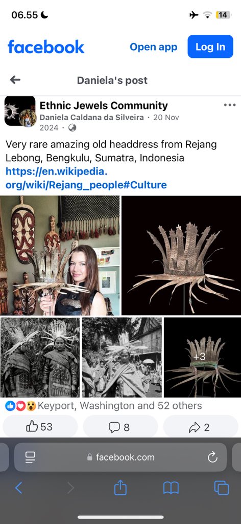 LAH BENERAN SUKU REJANG DONG WKWK SENENG BGT TEBAKAN GW BENER😫 My pattern recognition skill is working! Tapi sayang banget headdress ini udah susah bgt ditemuin &amp; malah diperjualbelikan di grup etnic jewels… Awalnya gue kira daun kelapa ternyata LOGAM?! A FUCKING METAL?!