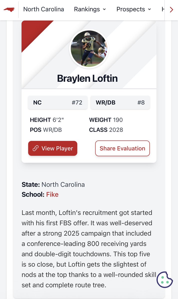 BLoftin2028's tweet photo. Thank you for the write up 🔥🔥@PrepRedzoneNC @whelms21 @FikeFBCoach https://t.co/YsjfAfH7Nw