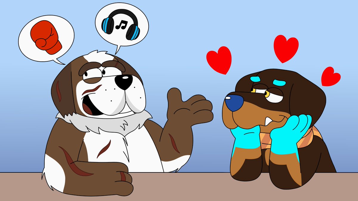siriley200's tweet image. just Brenden and Rumble having a chat but idk if Rumble's listening to Brenden, I think he's in his own world lol! #CartoonArt #cartoonstyle #cartoon #ArtistOnTwitter #arttwt #oc #Anthro #anthroart #furryart #cartoondog #dog #cuteart