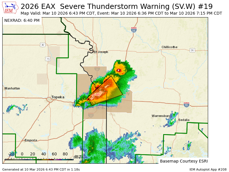 EAX continues Severe Thunderstorm Warning [tornado: POSSIBLE, damage ...