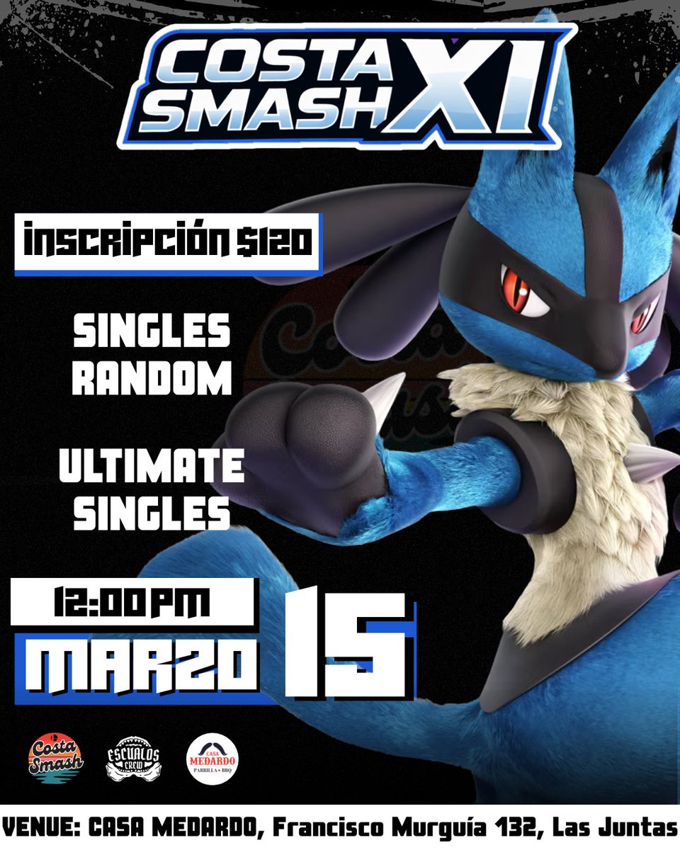 SmashPV69's tweet photo. 🌴COSTA SMASH 11🌴
Domingo 15 de marzo
12:00 pm

🔥Singles random 12:30 pm
⚔️Ultimate singles 2:15 pm

Enlace de inscripción:
https://t.co/y4kcEA64a8 https://t.co/v0R2q8U8Jf