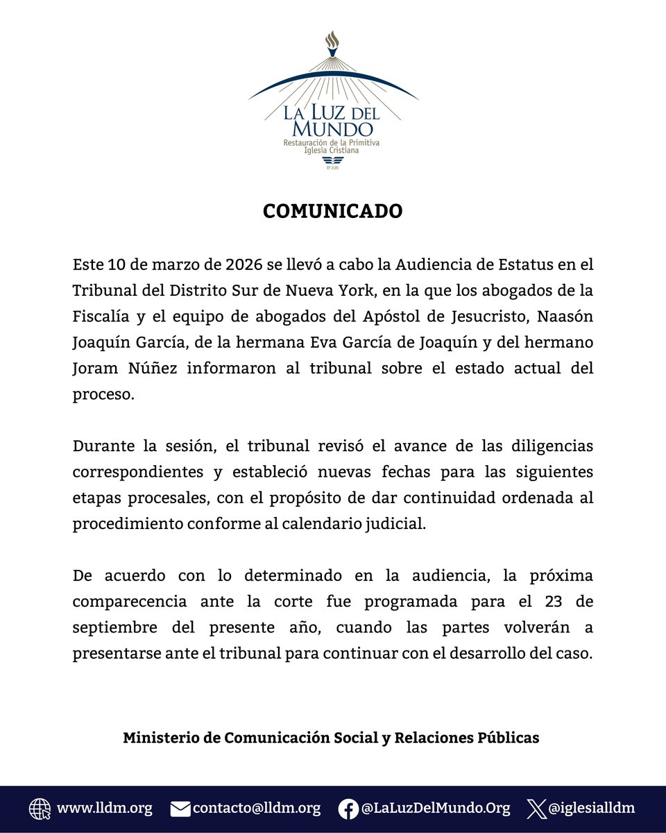 iglesialldm's tweet photo. Comunicado https://t.co/Hqeg5Ig9Xa