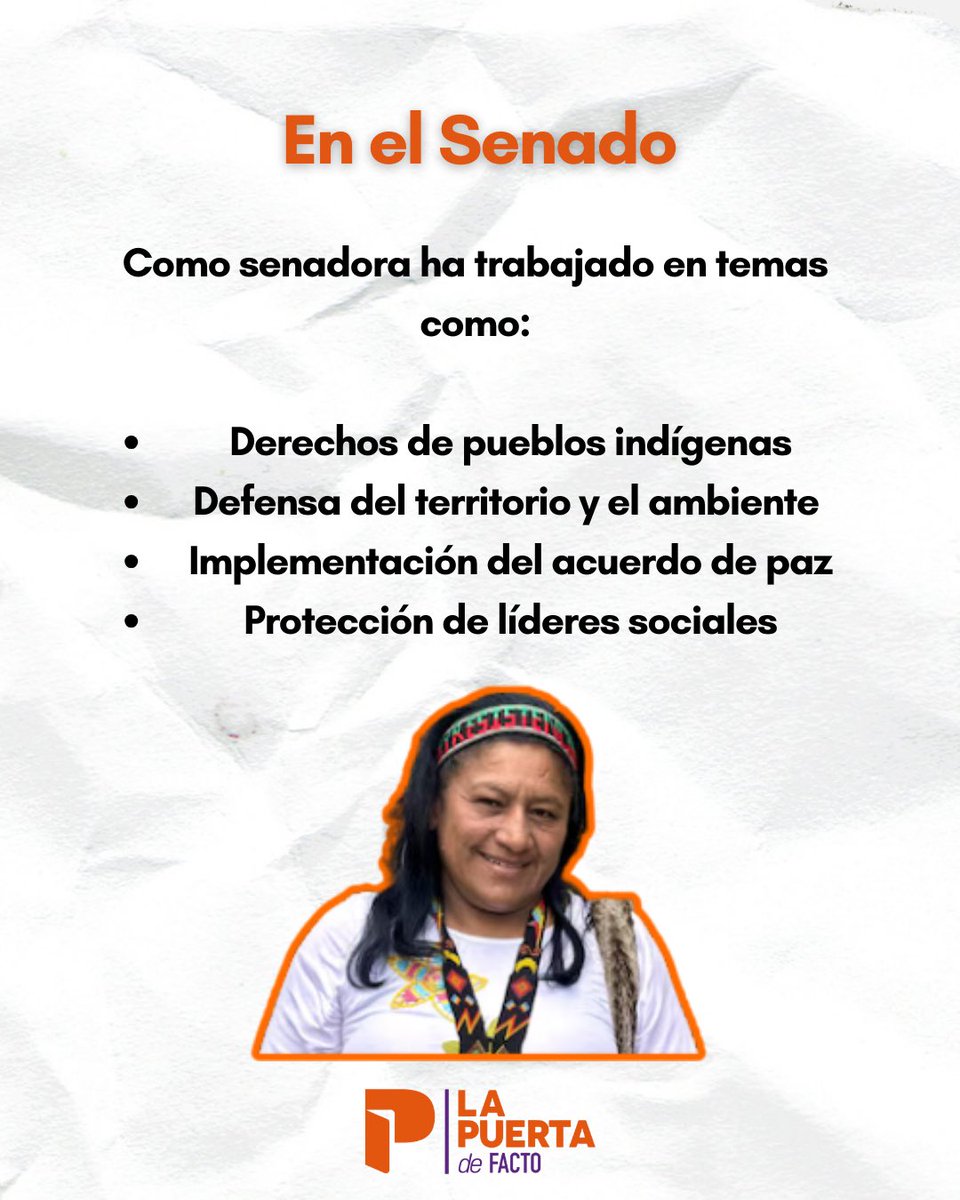 Aída Quilcué es una de las principales líderes indígenas de Colombia y actualmente senadora, conocida por su lucha por los derechos territoriales, la justicia social y la paz. 📢📢

#AidaQuilcue #PueblosIndigenas #MovimientoIndigena #DerechosIndigenas #SenadoColombia
