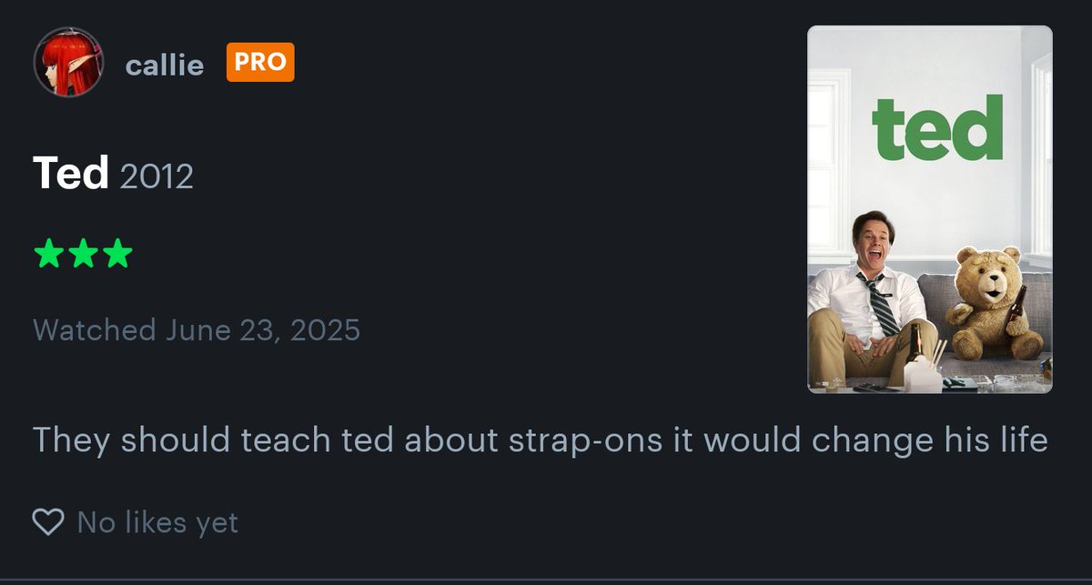 Seth MacFarlane read my letterboxd review from a year ago with 0 likes
