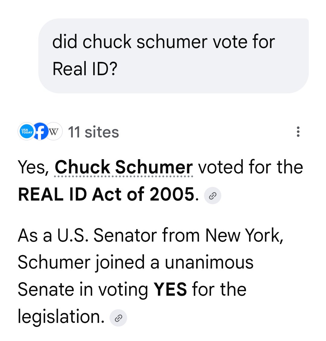 MamawInKentucky's tweet photo. @ZeekArkham @SenSchumer voted for Real ID, same document requirements as the SAVE Act.

So he was cool with keeping Blacks off planes.

He's a well documented hypocrite or this guy is an imposter. https://t.co/x21xCpqho4