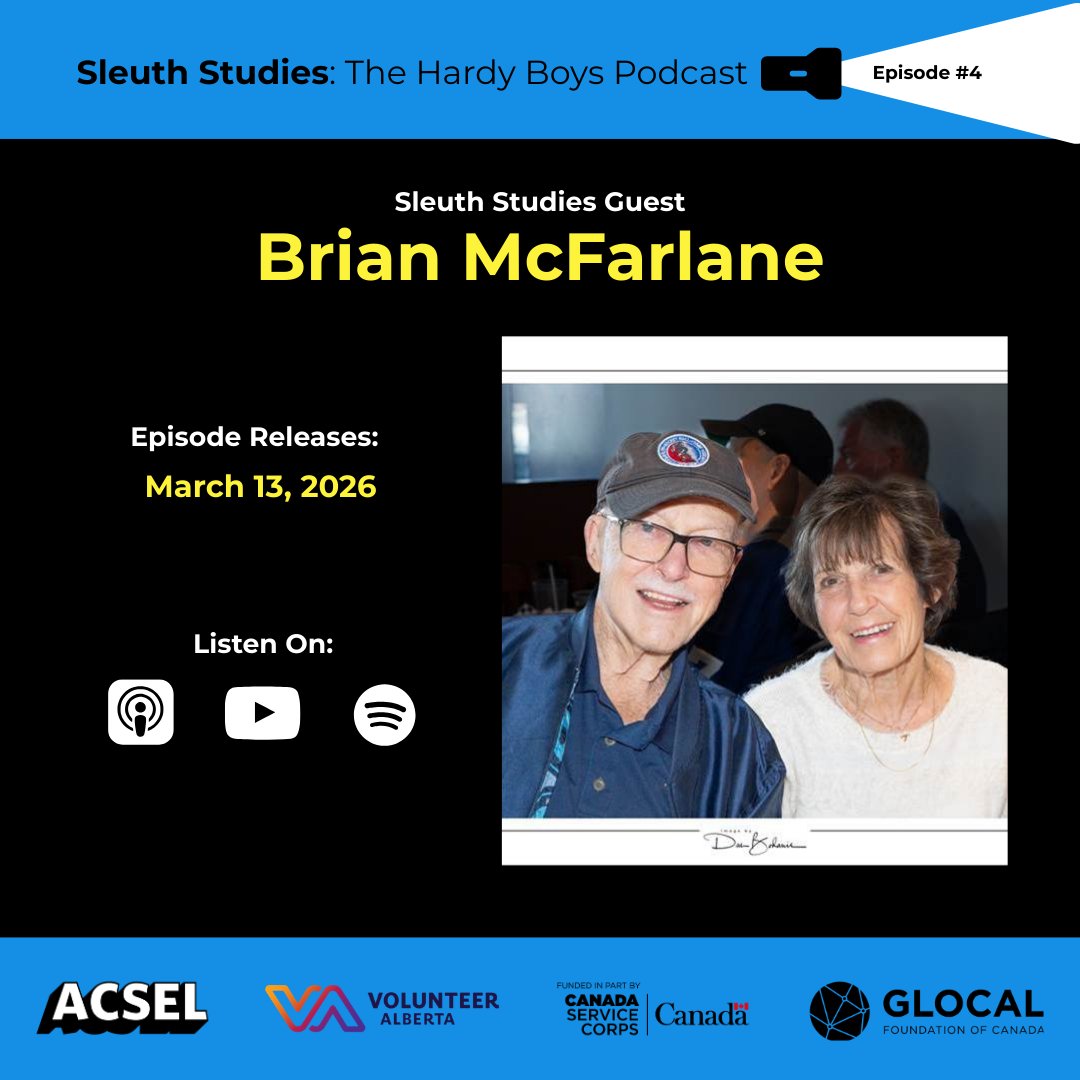 SleuthStudies's tweet photo. ❗️ Guest Announcement ❗️

It is an absolute honour to share that Brian McFarlane-- award-winning hockey commentator, bestselling author, and son of Leslie McFarlane - the original Hardy Boys author - joins your host Kyra Droog this week on Sleuth Studies: The Hardy Boys Podcast https://t.co/KDVBhw6xNa