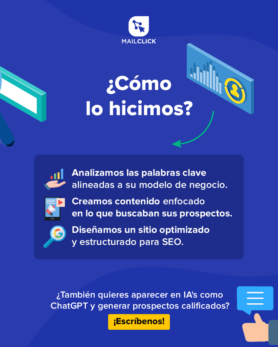 mailclick's tweet photo. 🔍 ¿Tu sitio web no genera prospectos? Una empresa industrial llevaba 10 años sin actualizarlo. No salían en buscadores ni en IA. Su blog no convertía.

 📈 En 6 meses: +prospectos, +ventas, +visibilidad
¿Tu sitio tampoco convierte? Escríbenos. https://t.co/xIiL7BrFqd