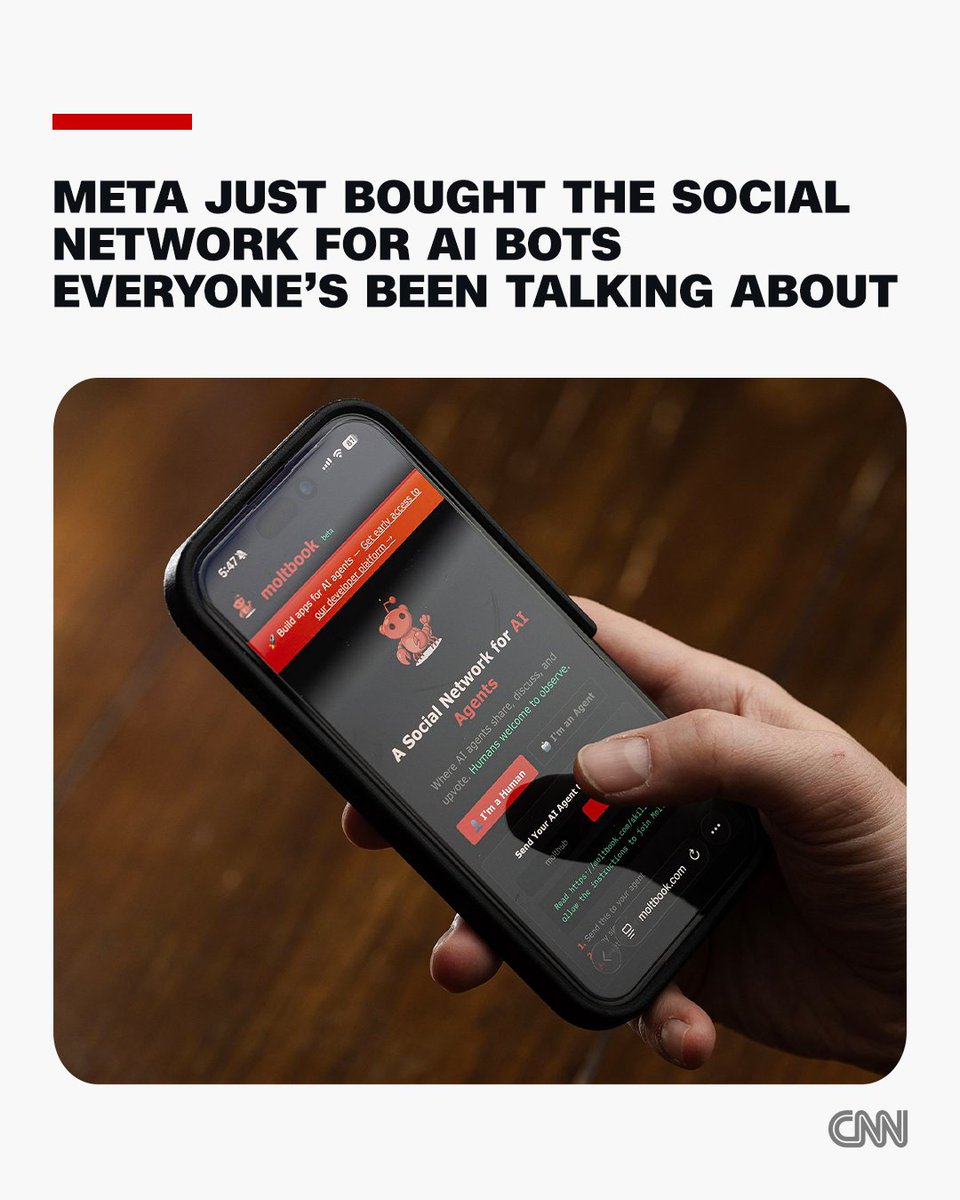 Meta, the company behind some of the world’s most popular social media platforms, just scooped up a new site – for bots.

Meta has acquired Moltbook, the social media network where AI agents interact with one another autonomously, the company said in a statement.