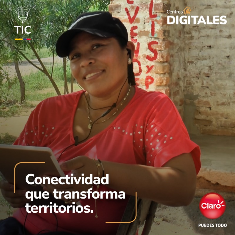ClaroColombia's tweet photo. La conexión gratuita a Internet en los Centros Digitales es posible gracias al Ministerio TIC y Claro. Son las comunidades, instituciones y líderes quienes convierten esa conectividad en educación, innovación y desarrollo para sus territorios.