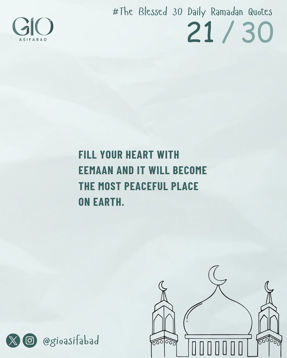 Inner peace isn't found in a place; it's built in the heart. May this Ramadan strengthen our Eemaan and bring stillness to our souls. 🤍