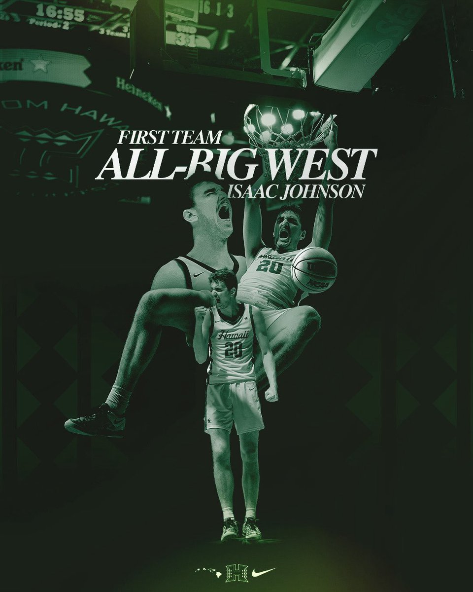 HawaiiMBB's tweet photo. Hook, line, and sinker. Big Fish @Isaac_Johnson33 is officially 1st Team All-Big West.💯

#ManaOhana #GoBows https://t.co/yj7Zb3FpHO