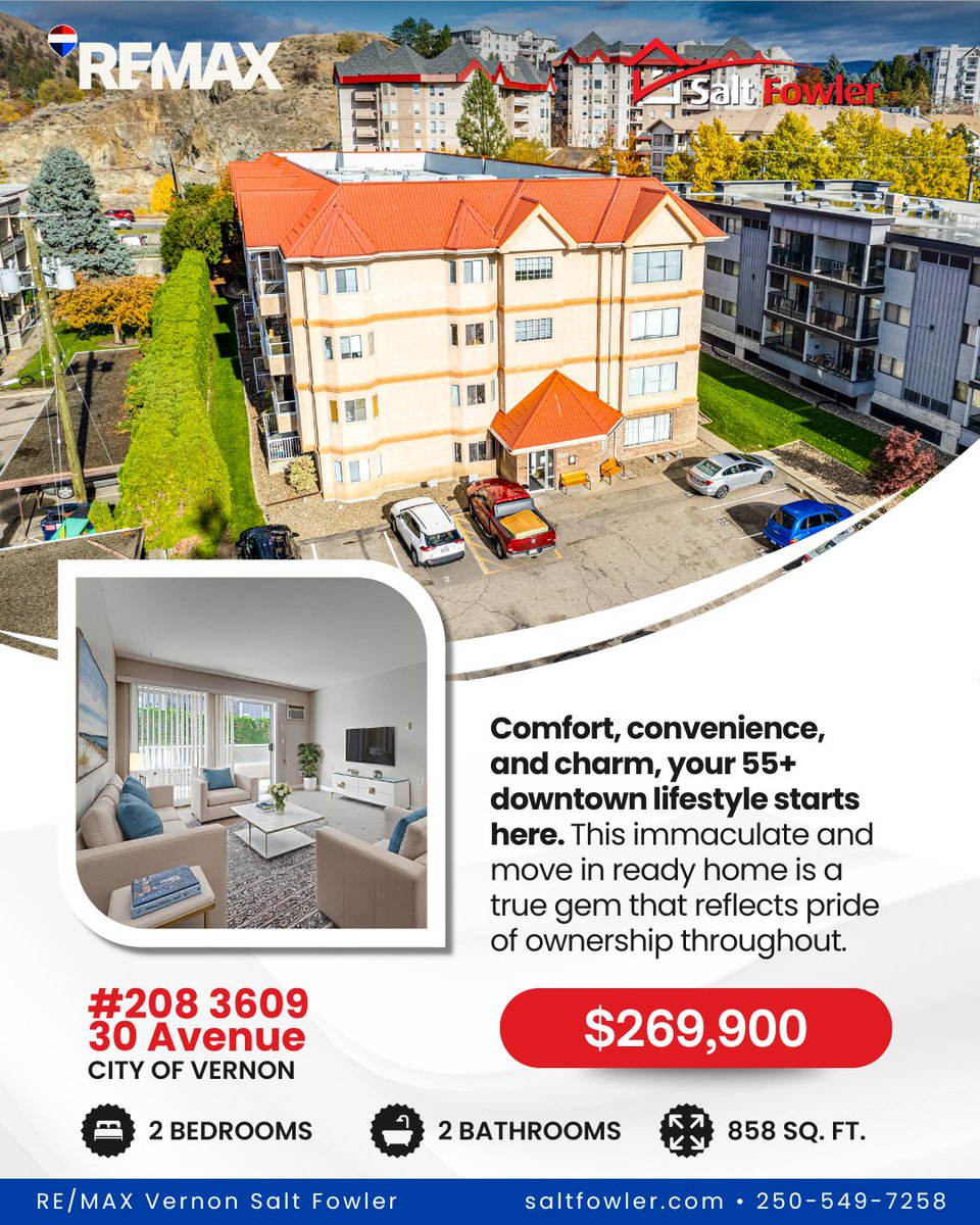 LisaSalt's tweet image. 🏢 Comfort, convenience, and charm, your 55+ downtown lifestyle starts here.

🏡 This immaculate 2 bedroom, 2 bathroom home is move-in ready and thoughtfully maintained throughout. 

#JustAddSalt #SaltFowler #RemaxVernon #RealEstate #VernonRealtor