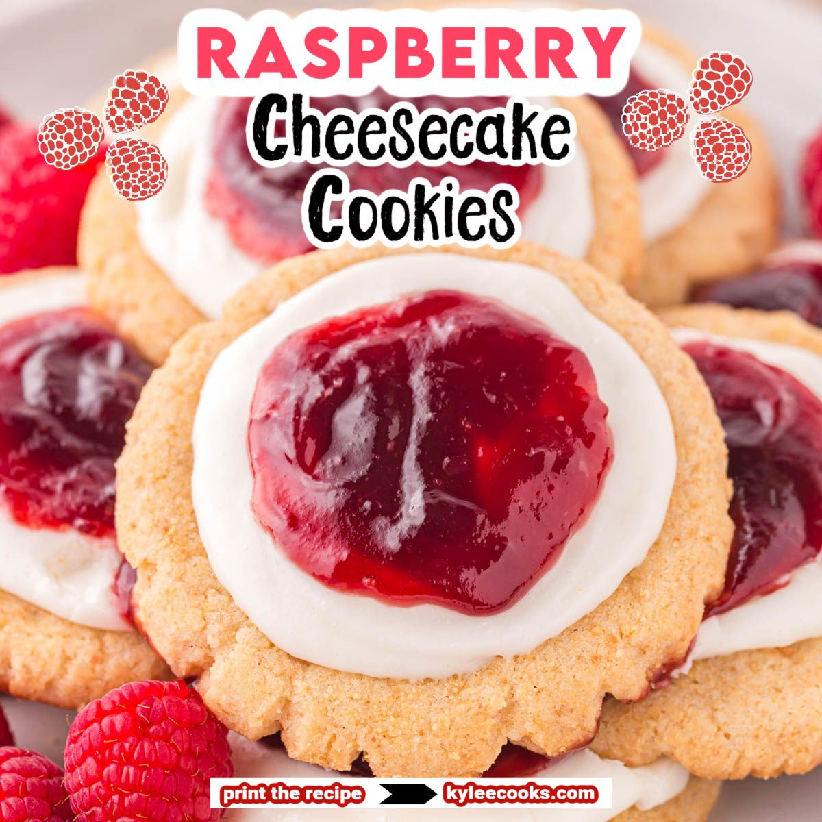 kyleecooks's tweet image. Enjoy the rich and delicious flavors of Raspberry Cheesecake Cookies! Featuring a graham-cracker-infused sugar cookie topped with  cheesecake frosting and a luscious raspberry sauce, these will be a favorite! #cookies #kyleecooks #raspberry #cheesecake kyleecooks.com/raspberry-chee…